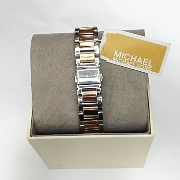 Michael Kors Janelle Women's Pave Crystal Watch MK Logo Dial Rose Gold Silver - Picture 4 of 6